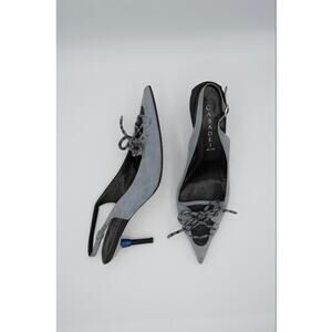 9 Casadei Blue Suede Slingback Pumps